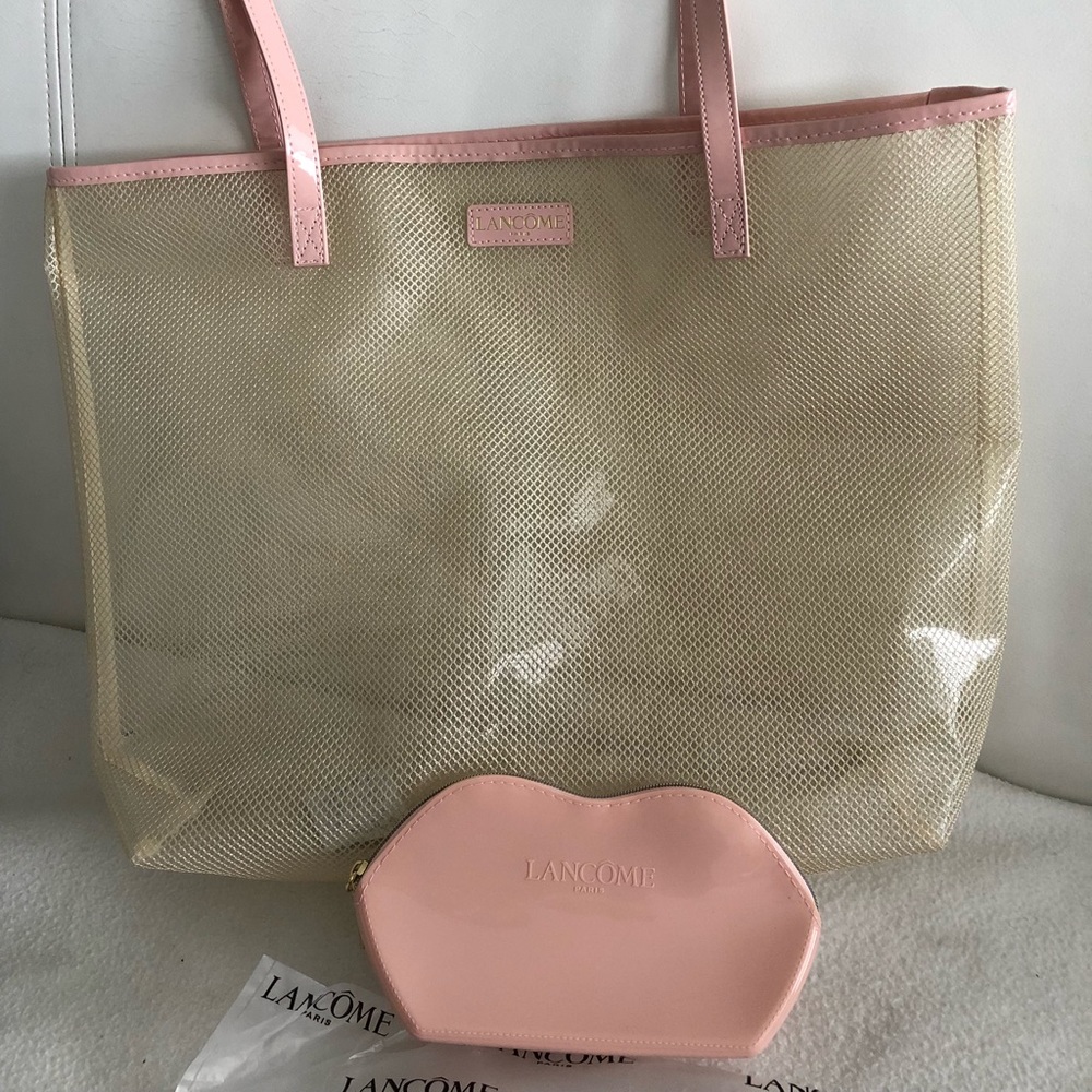 Lancôme. Transparent tote bag and matching pouch